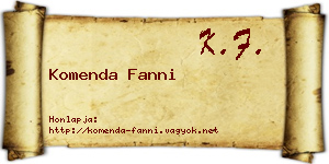 Komenda Fanni névjegykártya